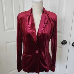 Iman Velvet Blazer Burgundy Cranberry Red Small